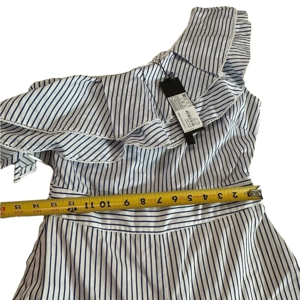 Lost Ink One Shoulder Wide Leg Jumpsuit in Stripe Size XS